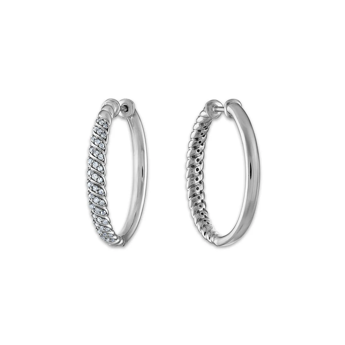 1/4 CTW Diamond Hoop Earrings in Sterling Silver