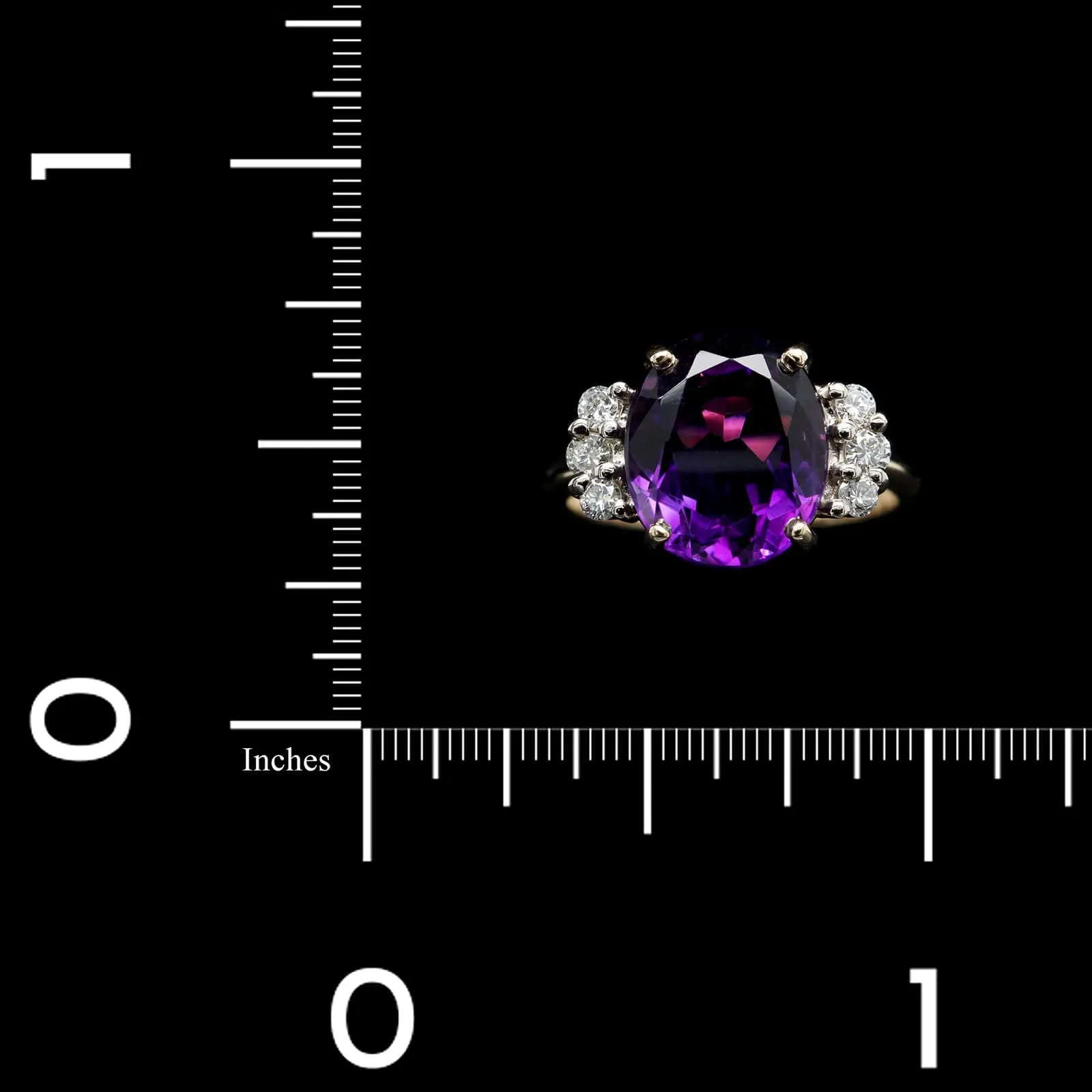 14K Two-tone Gold Estate Amethyst and Diamond Ring