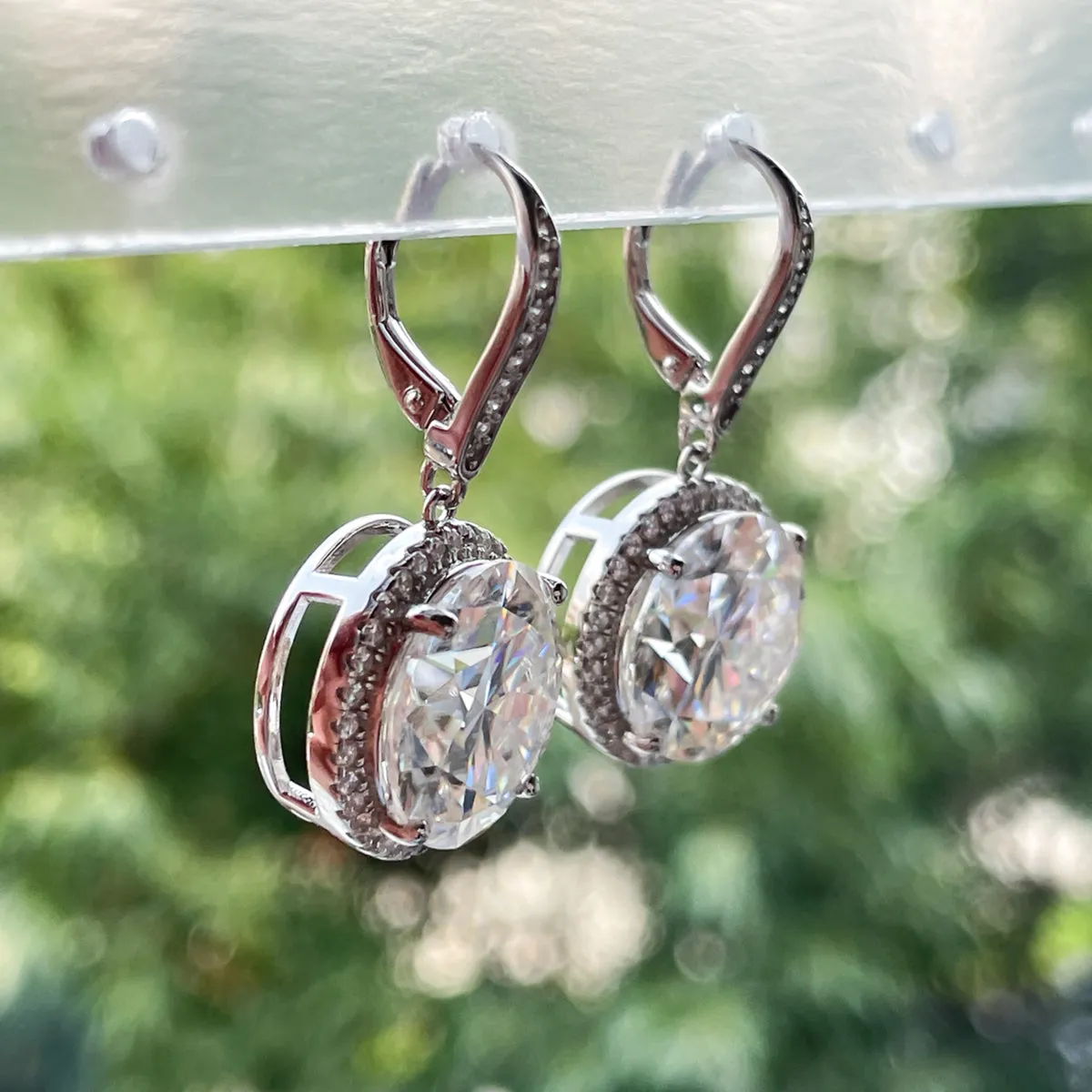 18.0CTTW D Color Moissanite  Earrings 18K White Gold Pated 925 Sterling Silver Earrings