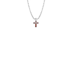 3/8 Inch Sterling Silver and Glass Crystal January Birthstone Baguette Cross Baby Necklace