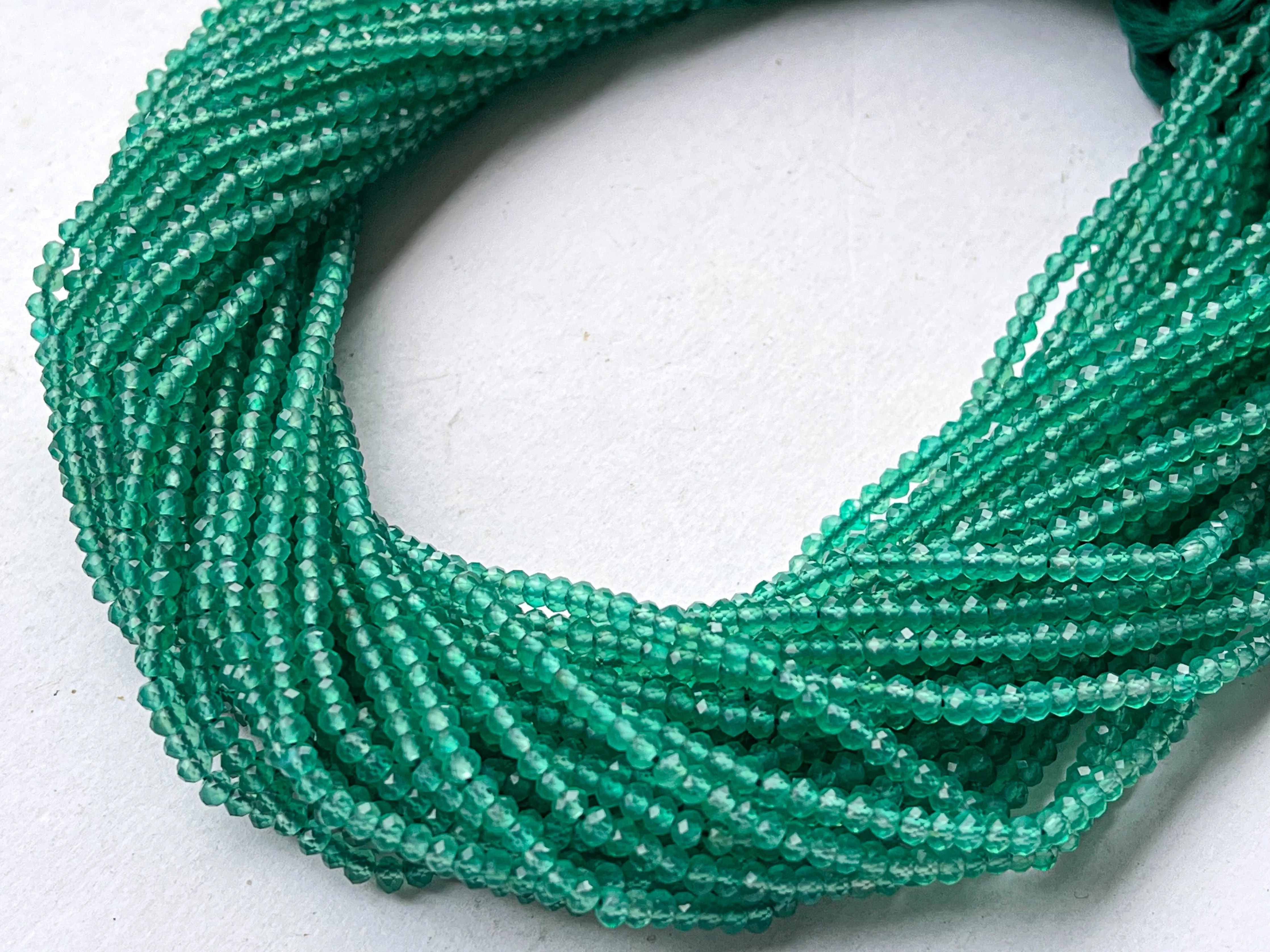 3mm AAA Green Onyx Micro Faceted Round Spherical Beads