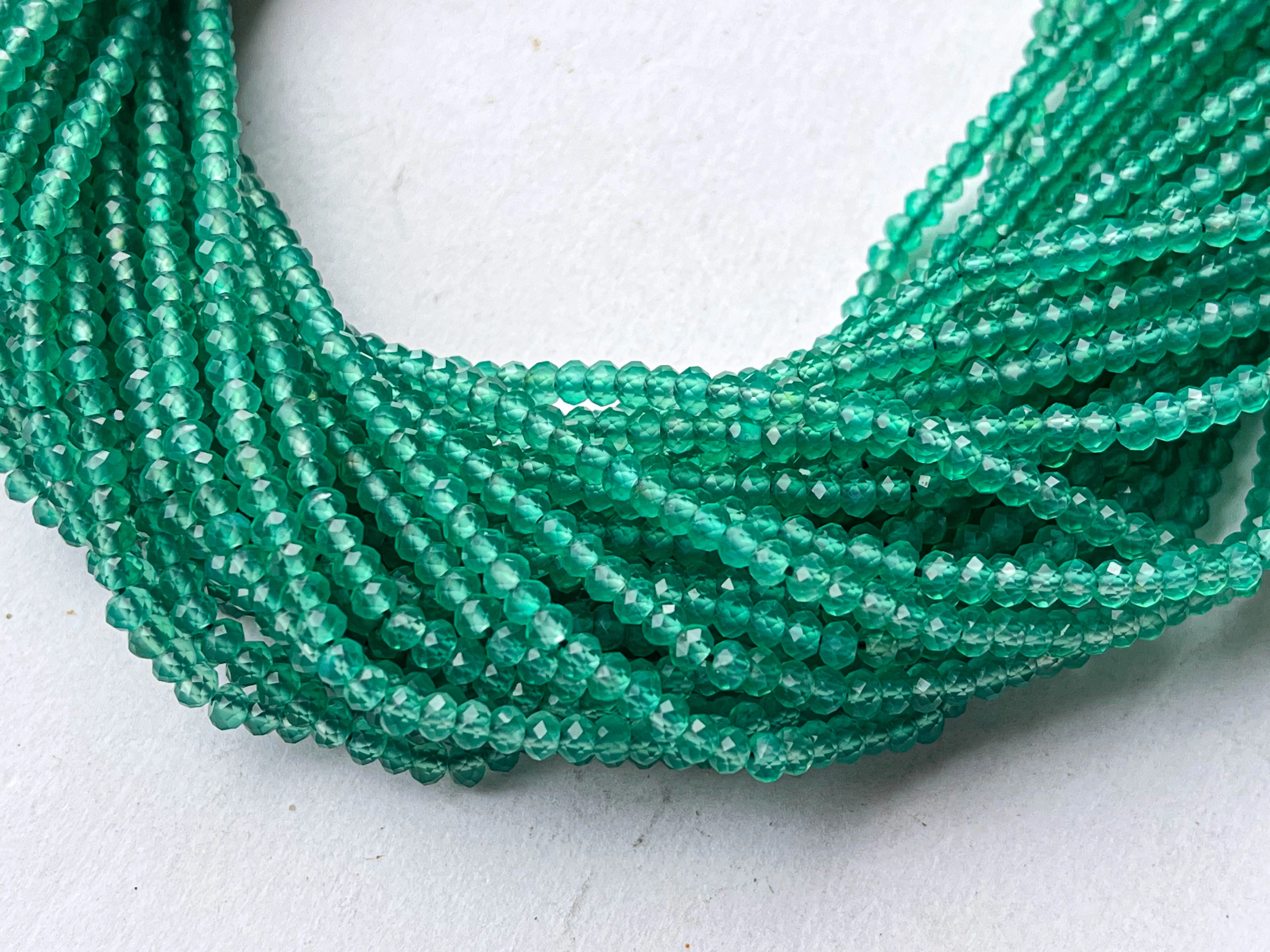 3mm AAA Green Onyx Micro Faceted Round Spherical Beads