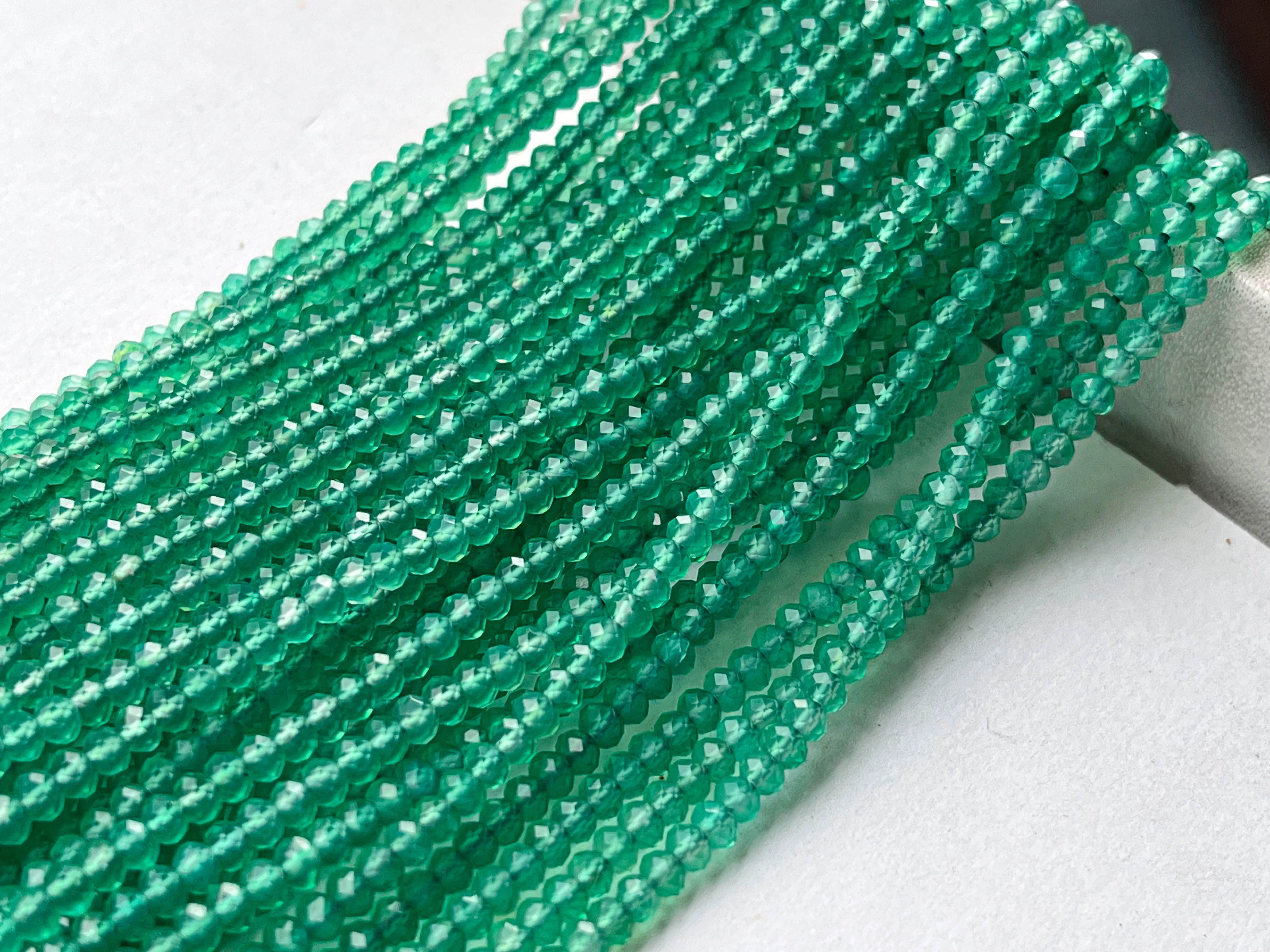 3mm AAA Green Onyx Micro Faceted Round Spherical Beads