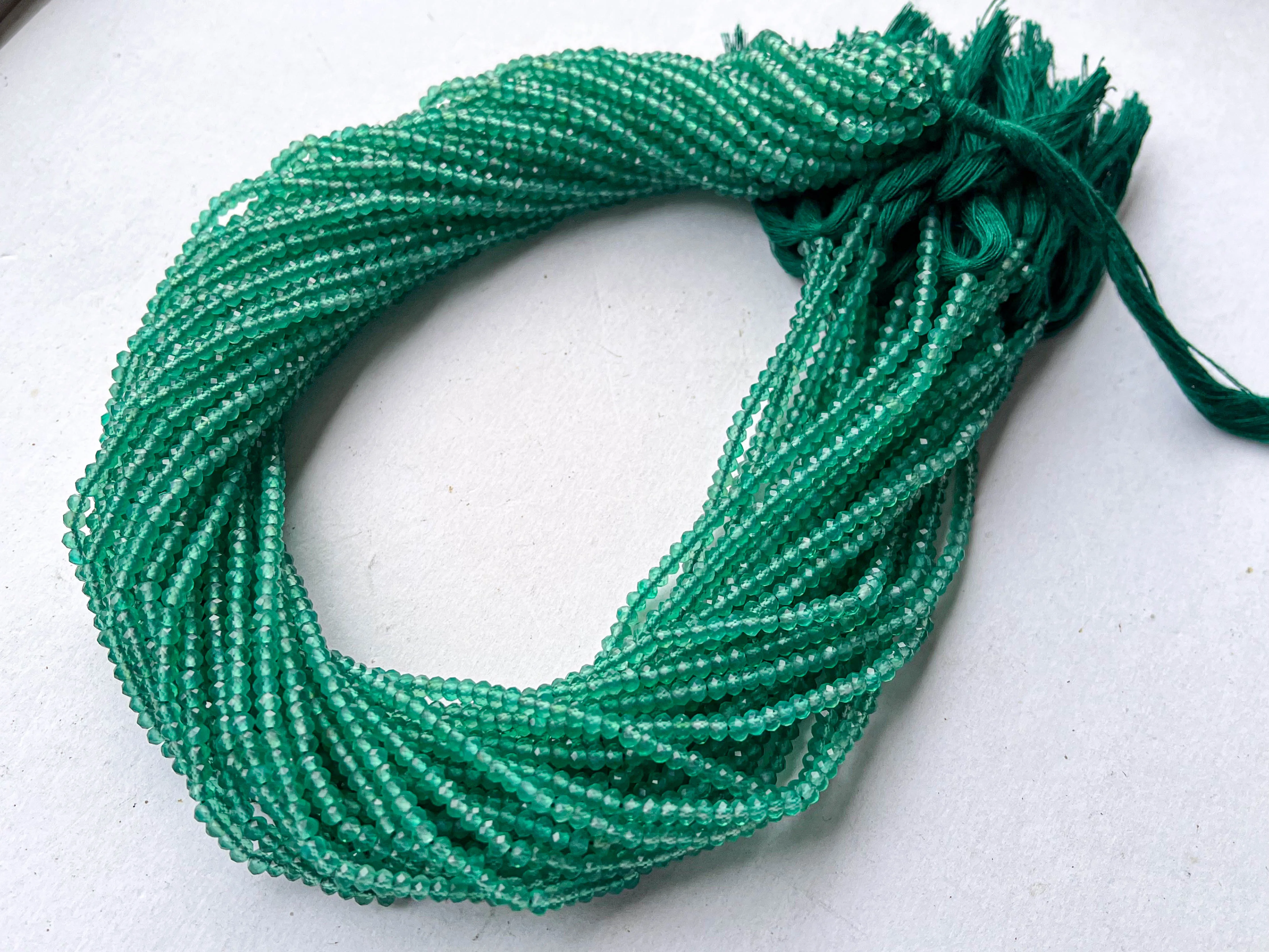 3mm AAA Green Onyx Micro Faceted Round Spherical Beads