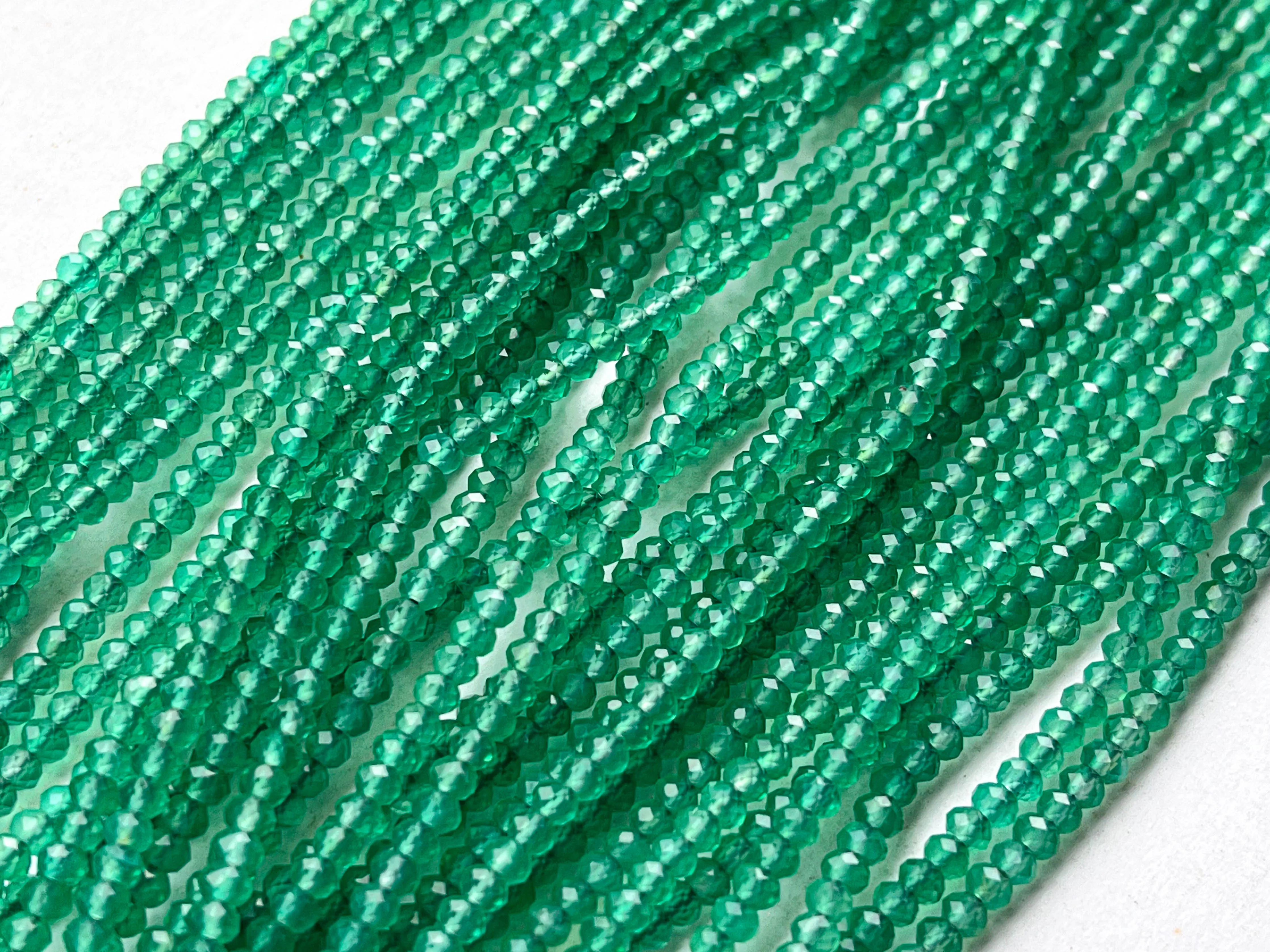 3mm AAA Green Onyx Micro Faceted Round Spherical Beads