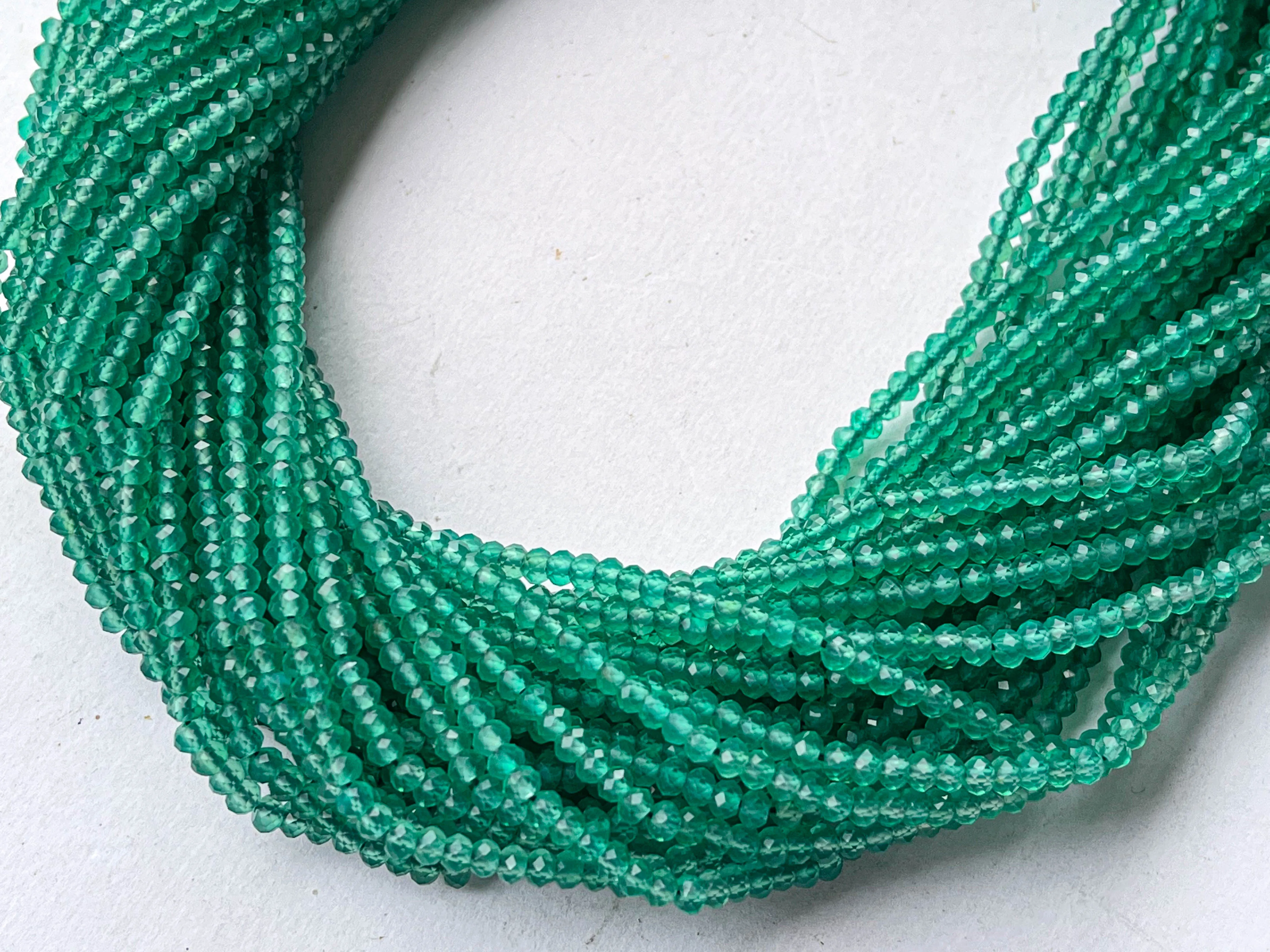 3mm AAA Green Onyx Micro Faceted Round Spherical Beads