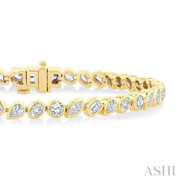 4.00 ctw Mixed Diamond Cut Fashion Tennis Bracelet in 14K Yellow Gold