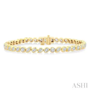 4.00 ctw Mixed Diamond Cut Fashion Tennis Bracelet in 14K Yellow Gold