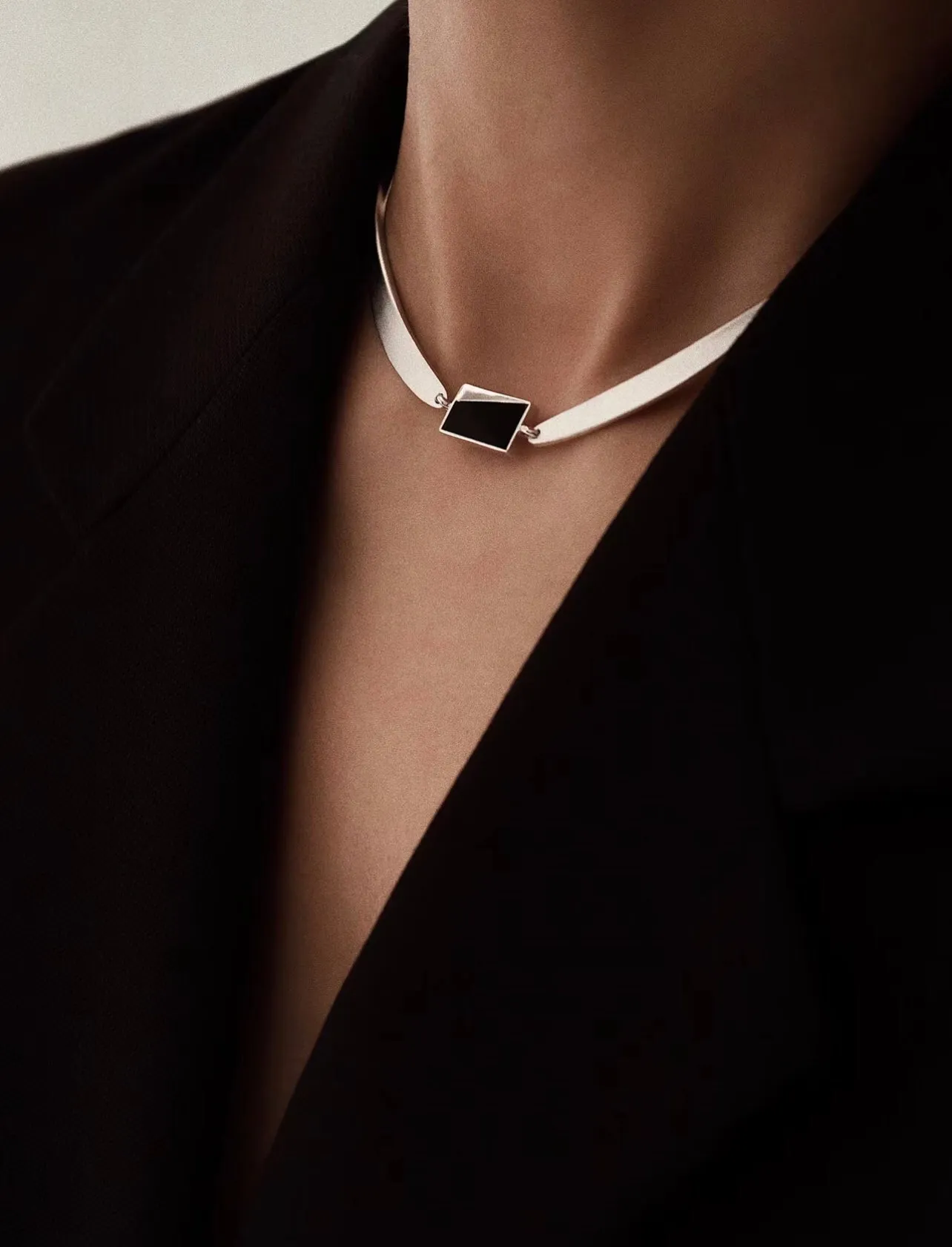 925 Silver Matte Black Red Agate Necklace