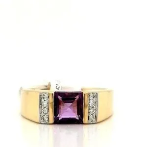 Amethyst and diamond ring