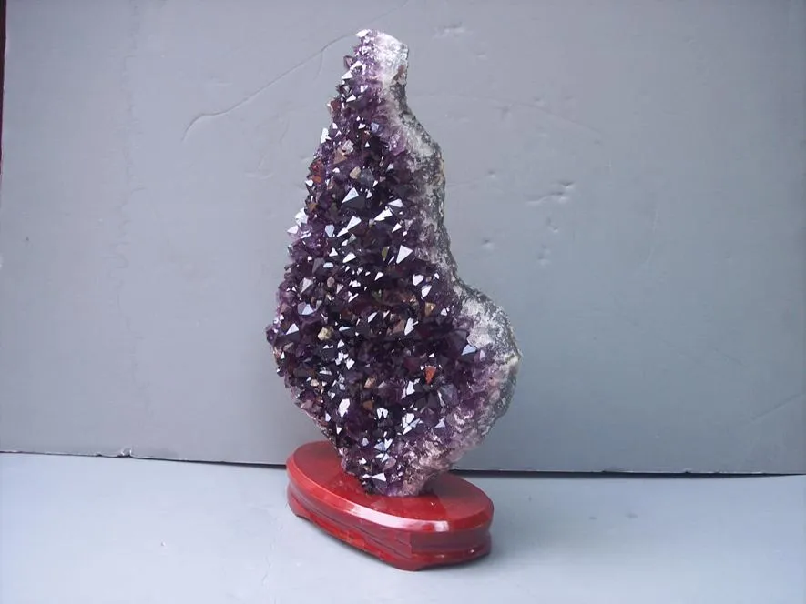 Amethyst Specimen in wood Base Purple
