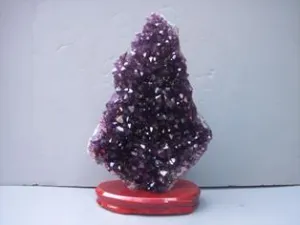 Amethyst Specimen in wood Base Purple