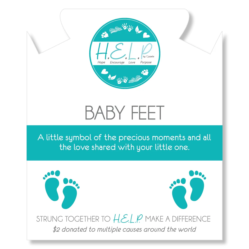 Baby Feet Charm with Green Yellow Jade Charity Bracelet