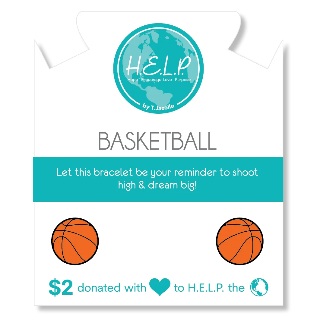 Basketball Charm with Green Yellow Jade Charity Bracelet
