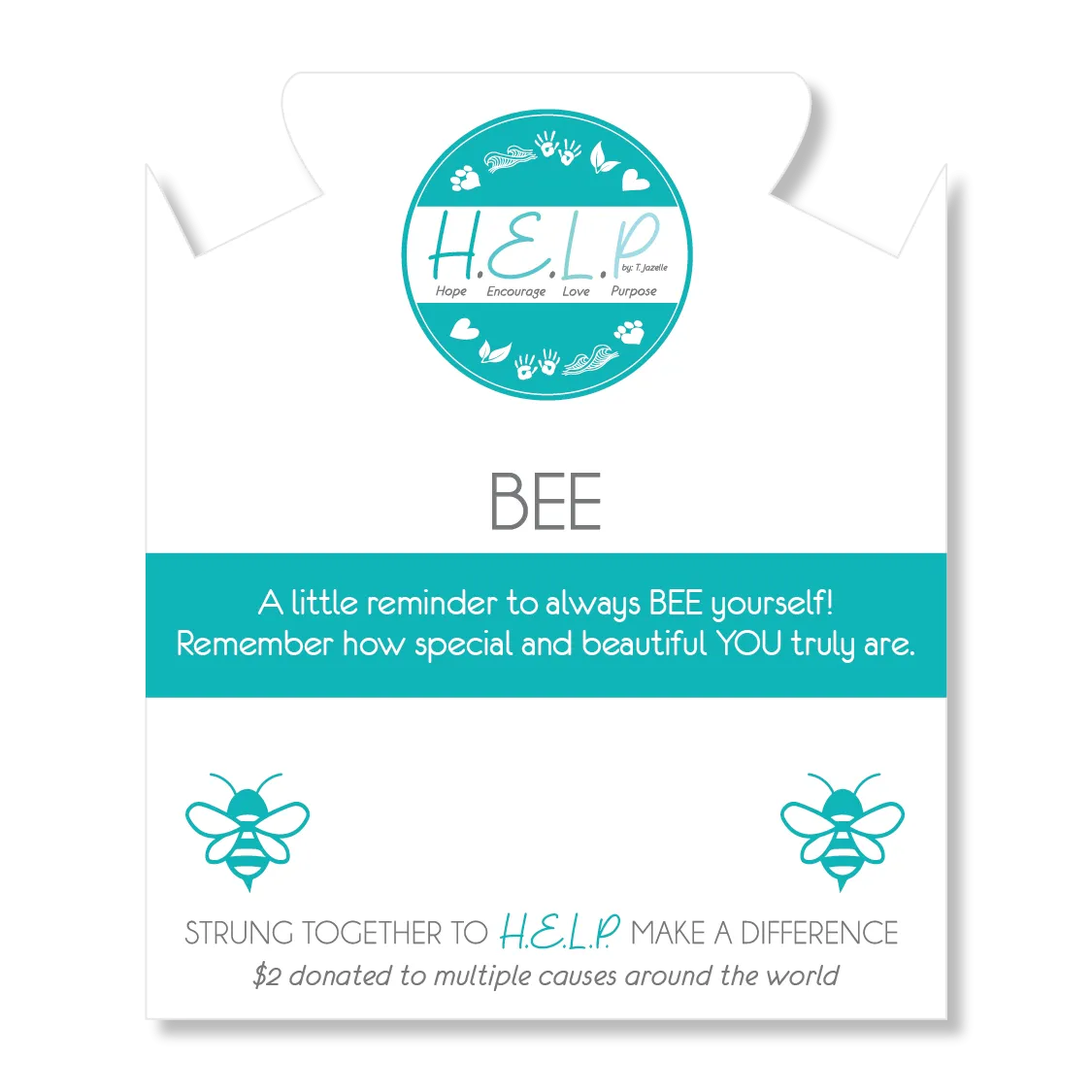 Bee Charm with Azure Blue Jade Charity Bracelet