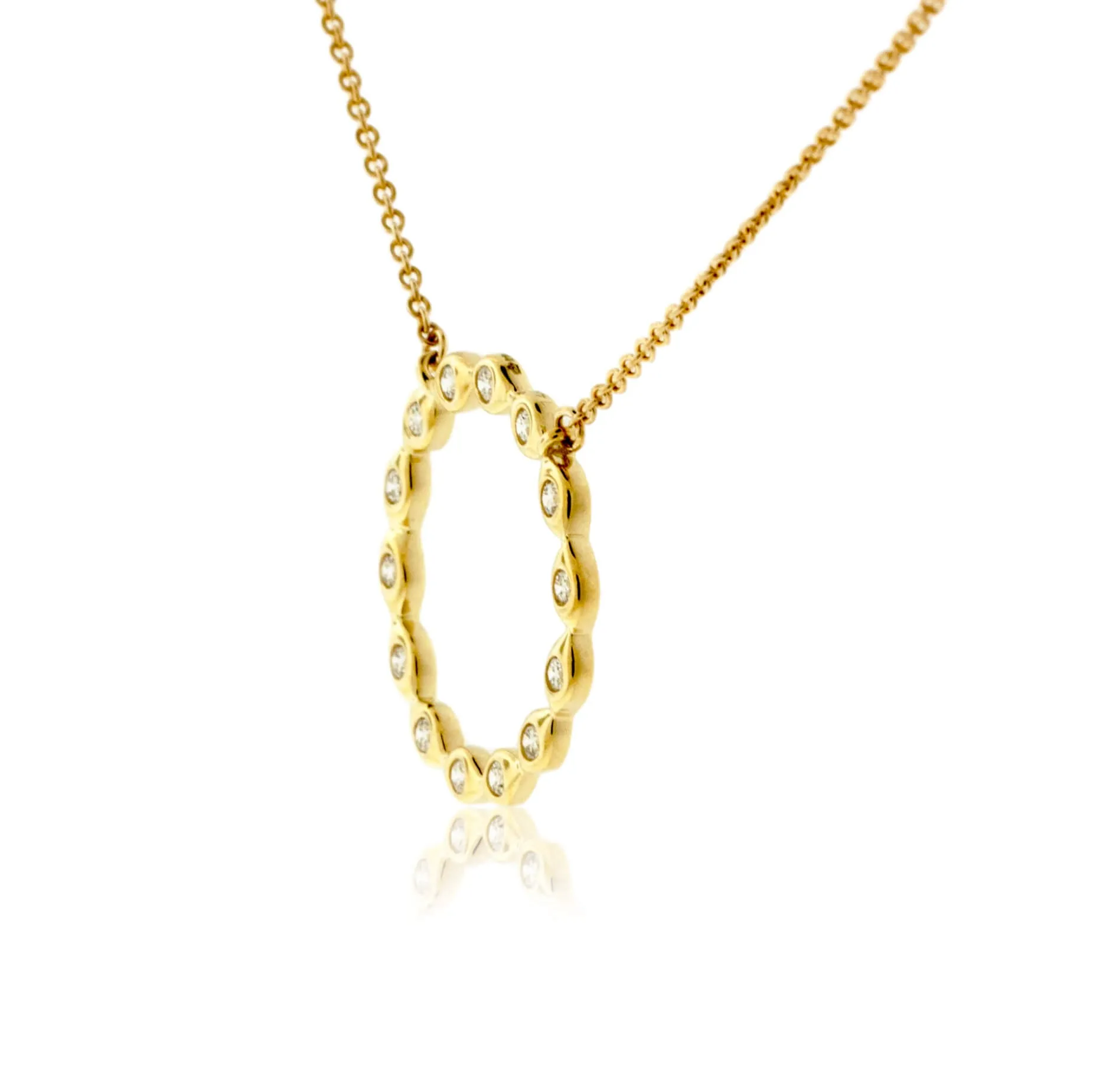 Bezel Set Diamond Circle Style Necklace