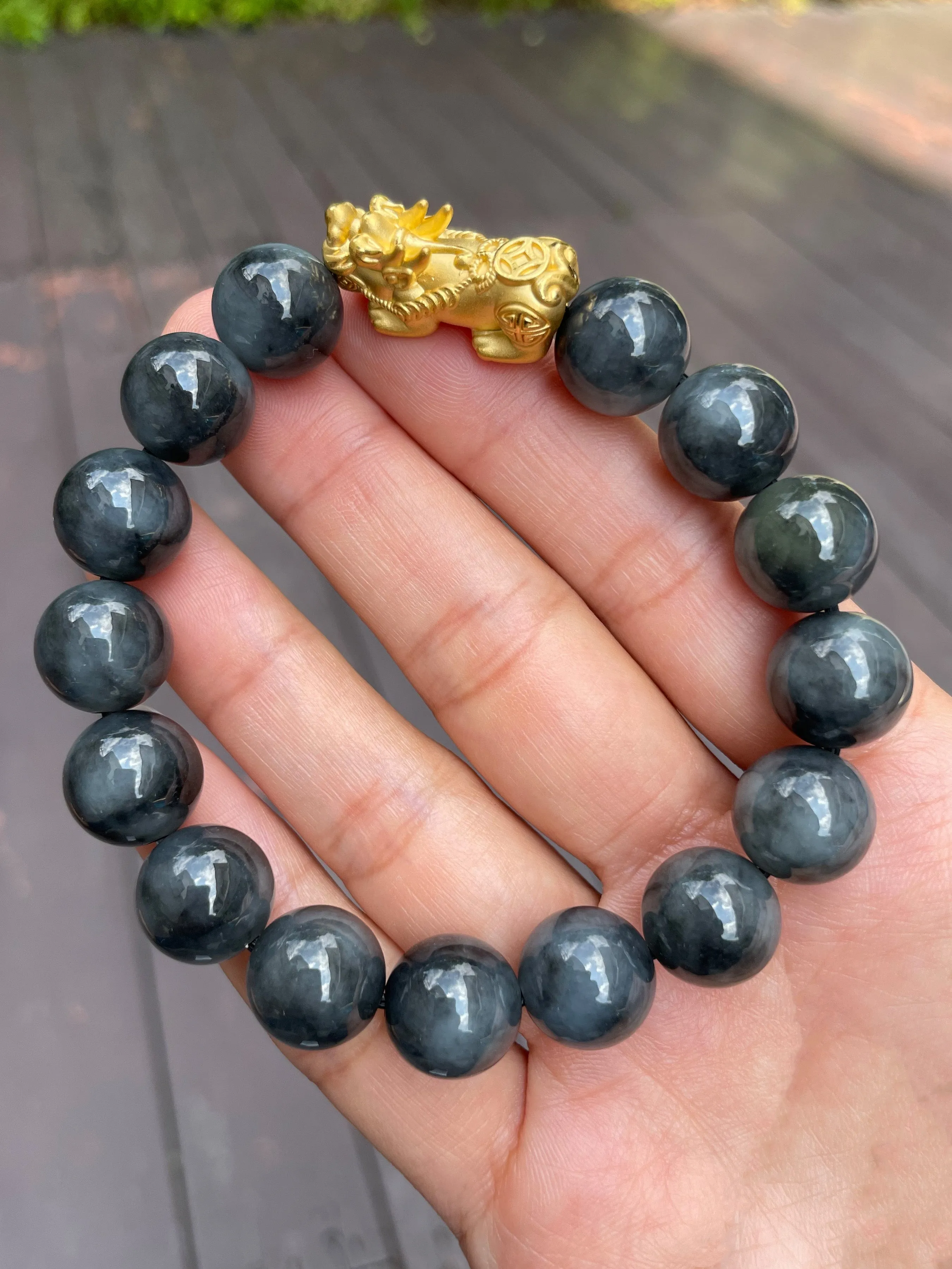 Black Jade Bead Bracelet (NJBA063)