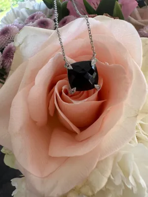 Black Onyx gemstone Sterling silver necklace