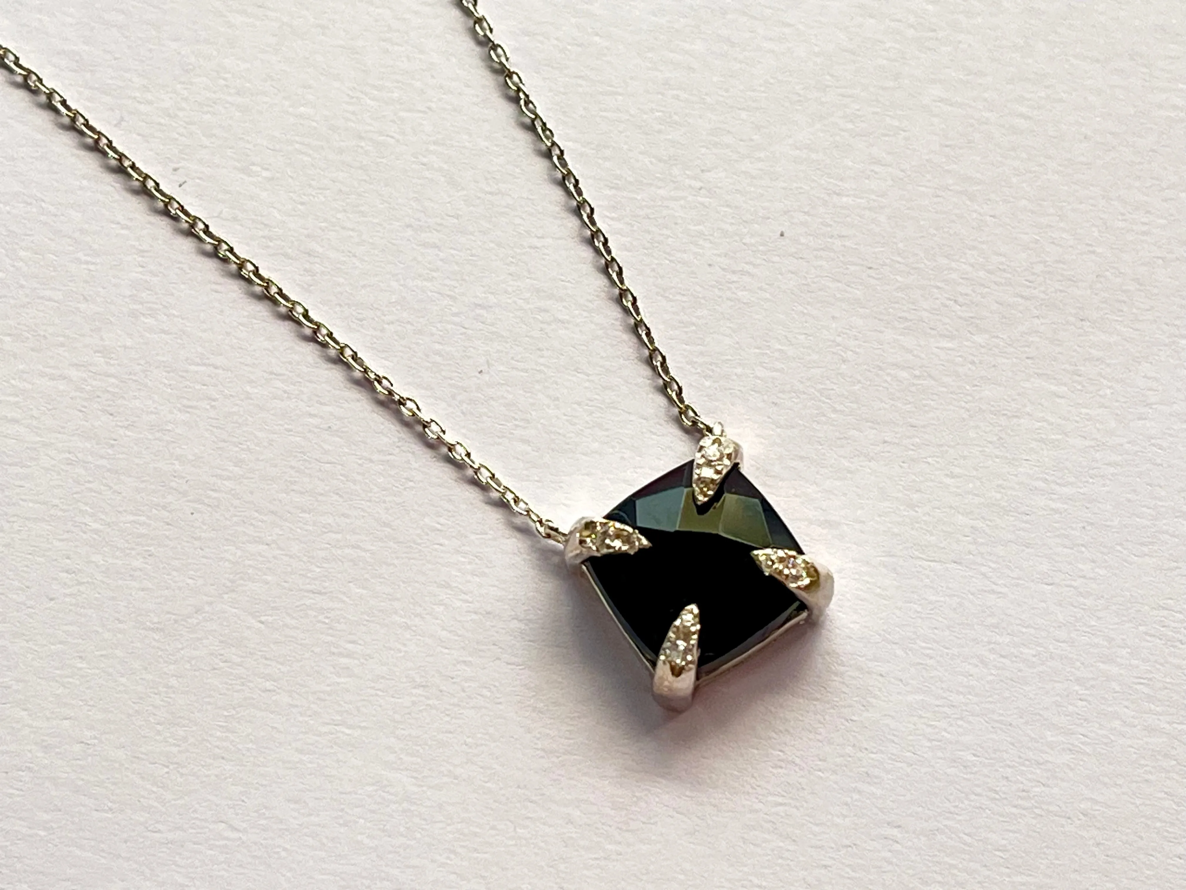 Black Onyx gemstone Sterling silver necklace