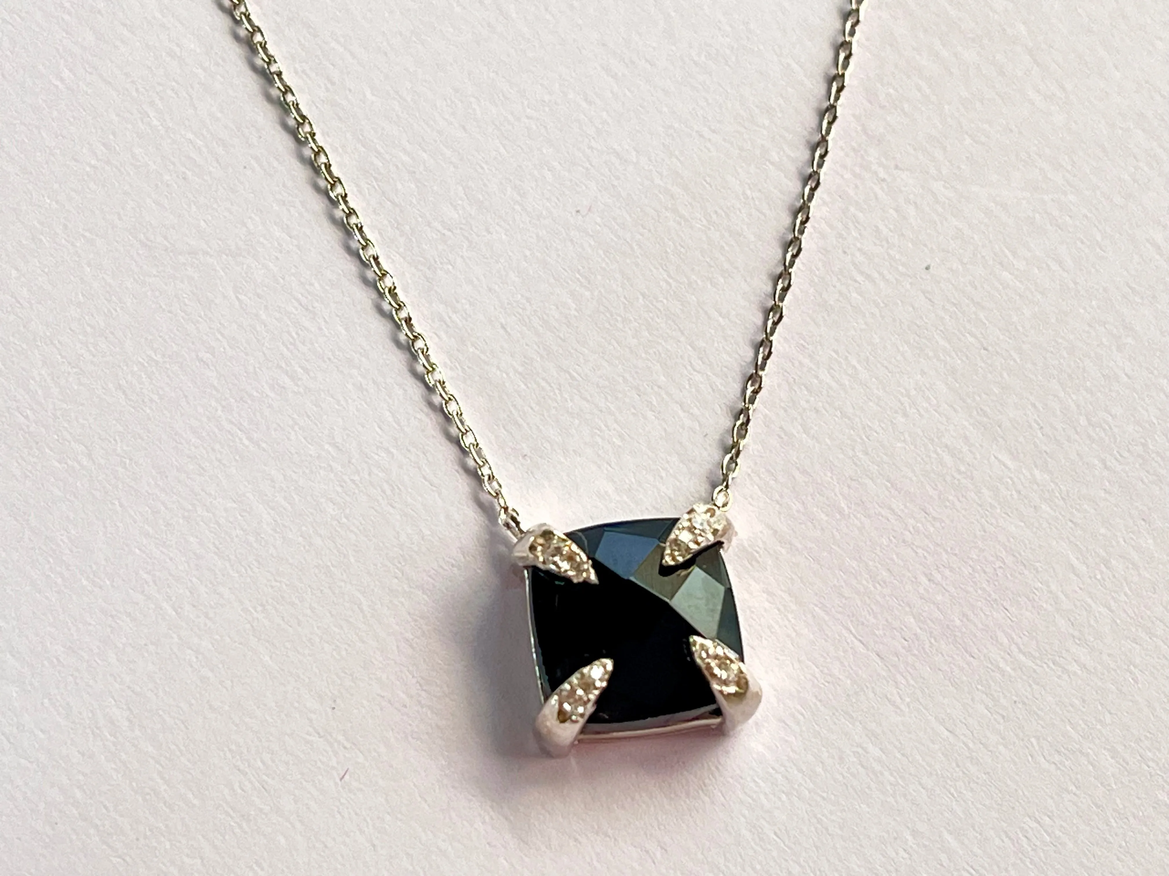Black Onyx gemstone Sterling silver necklace