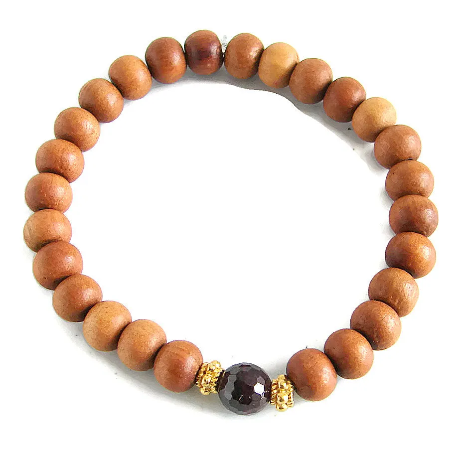 Buddhas Bliss Bracelet Stack | Garnet Labradorite Sandalwood