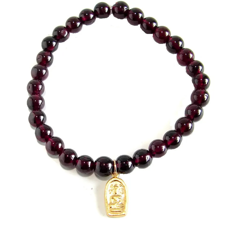 Buddhas Bliss Bracelet Stack | Garnet Labradorite Sandalwood