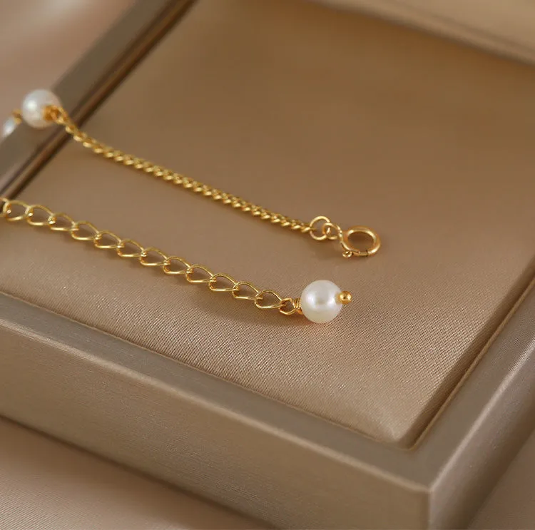 Charm Womens Jade Pearl Bracelet Gold Plated Bracelets For Women