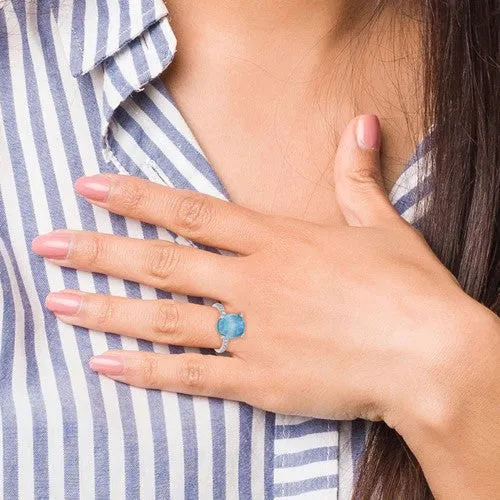 Cheryl M Sterling Silver Lab Created Blue Opal Ring