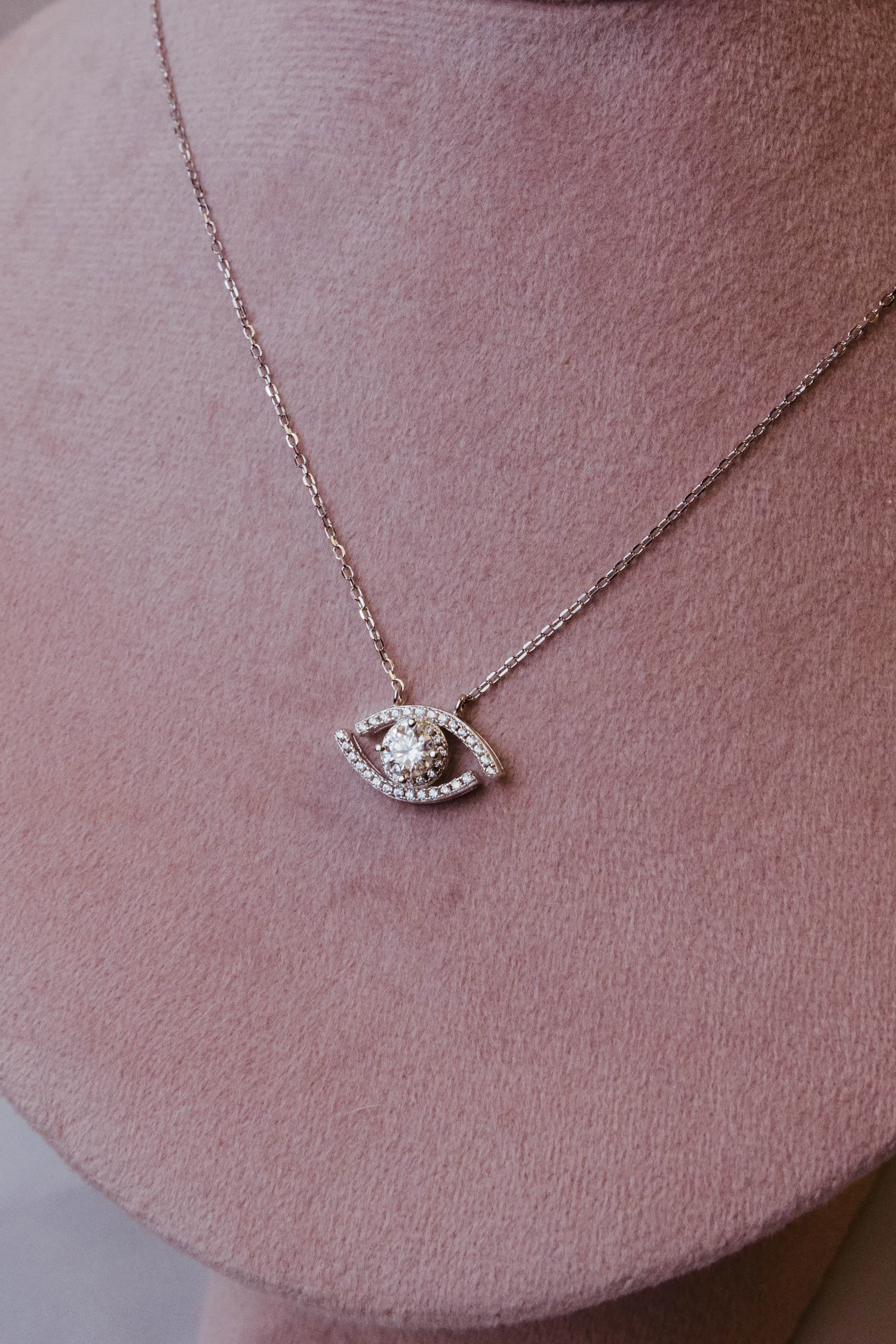 Countess Moissanite Sterling Silver Eye Necklace **READY TO SHIP**