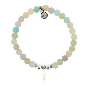 Cross Charm with Green Yellow Jade Charity Bracelet