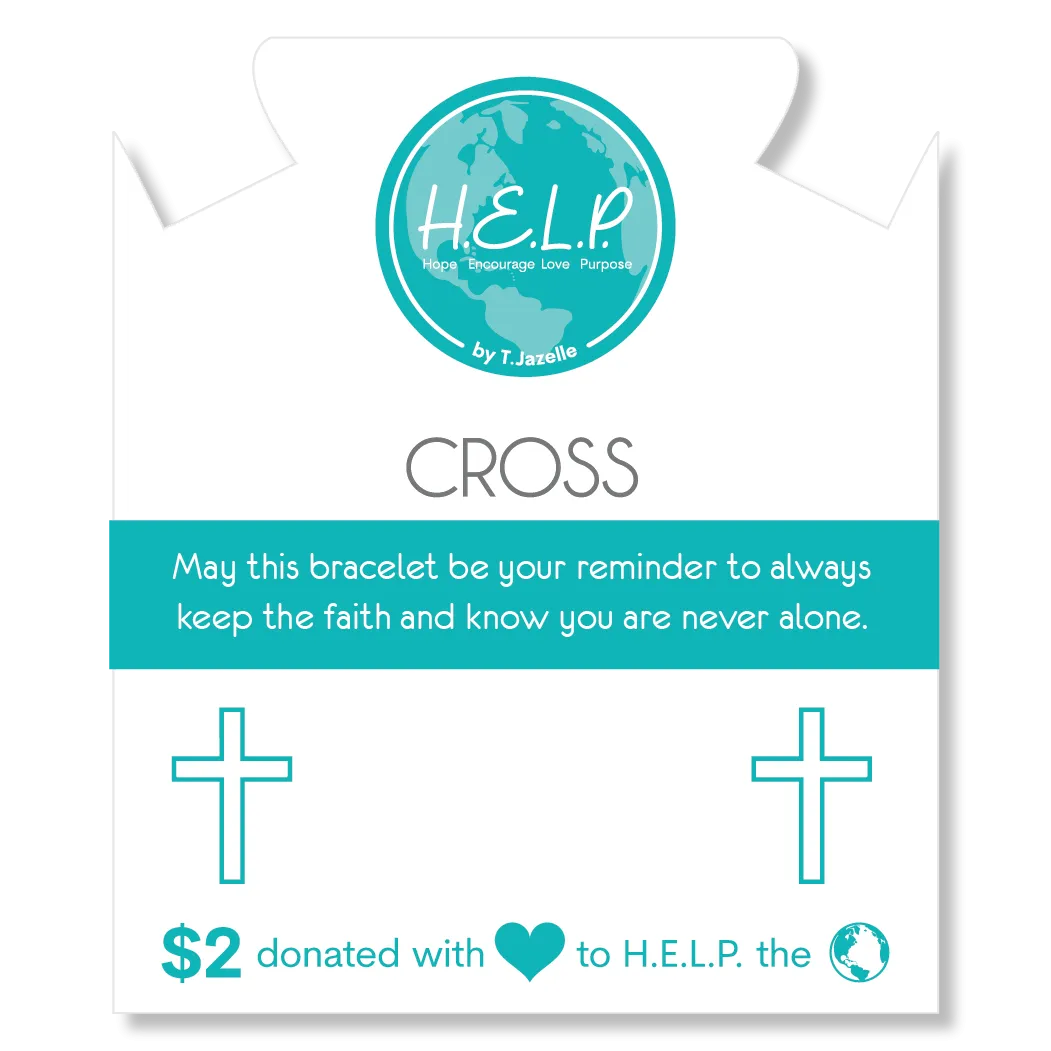 Cross Charm with Green Yellow Jade Charity Bracelet