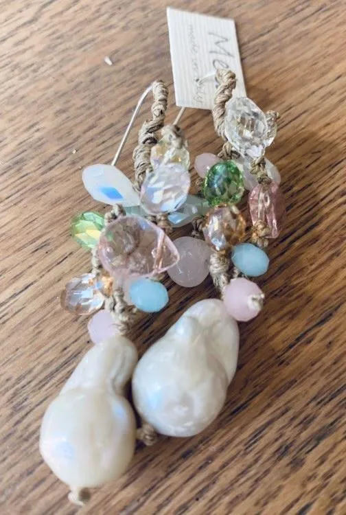 Crystals and pearl drop earrings
