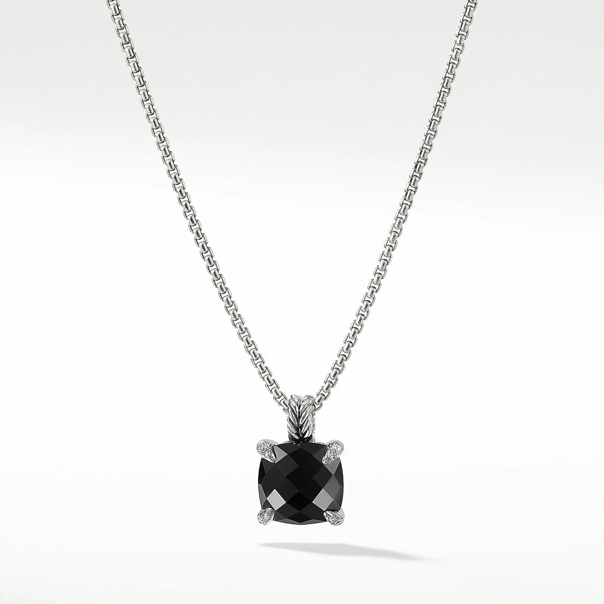 David Yurman Chatelaine Pendant Necklace with Black Onyx and Diamonds, 11mm