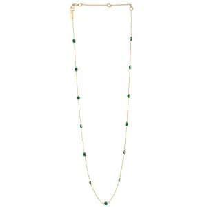 Dew Drops Dotted Green Onyx Necklace Gold