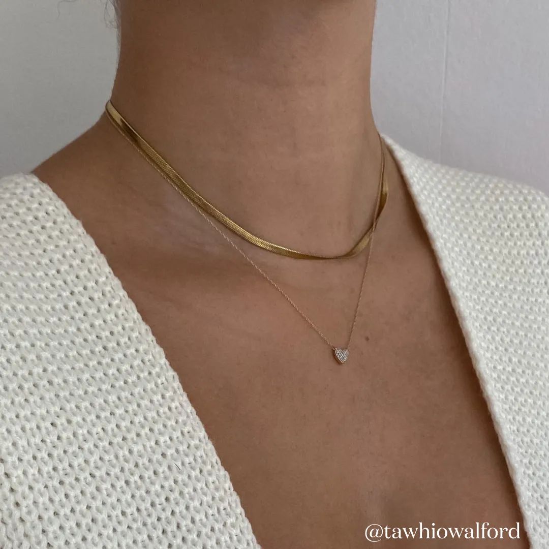 Diamond Pave Heart Necklace in 10k Gold