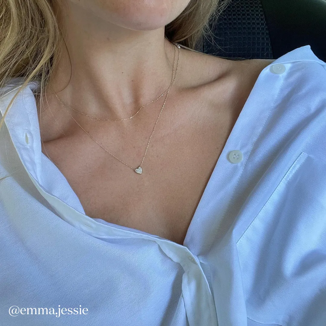 Diamond Pave Heart Necklace in 10k Gold