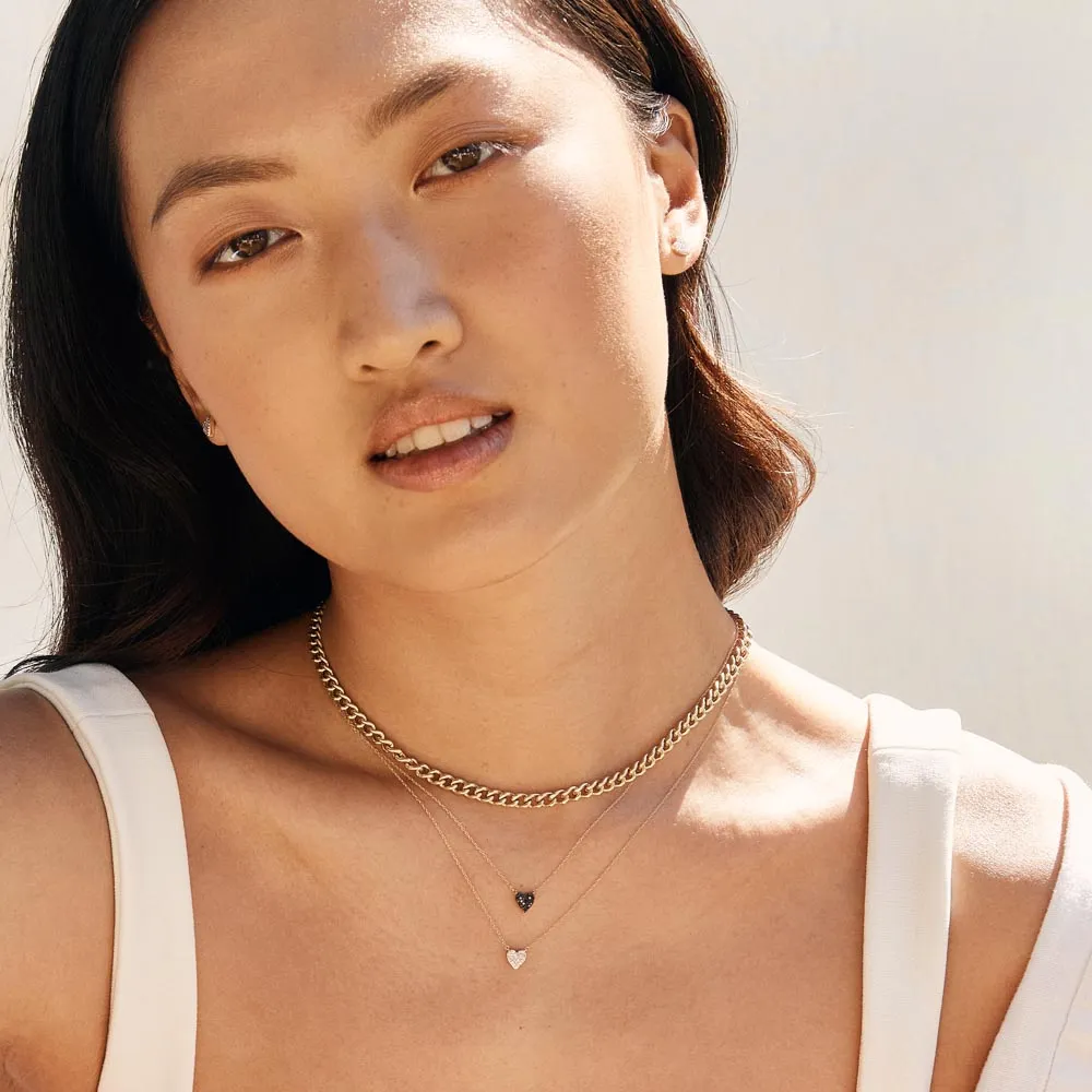 Diamond Pave Heart Necklace in 10k Gold