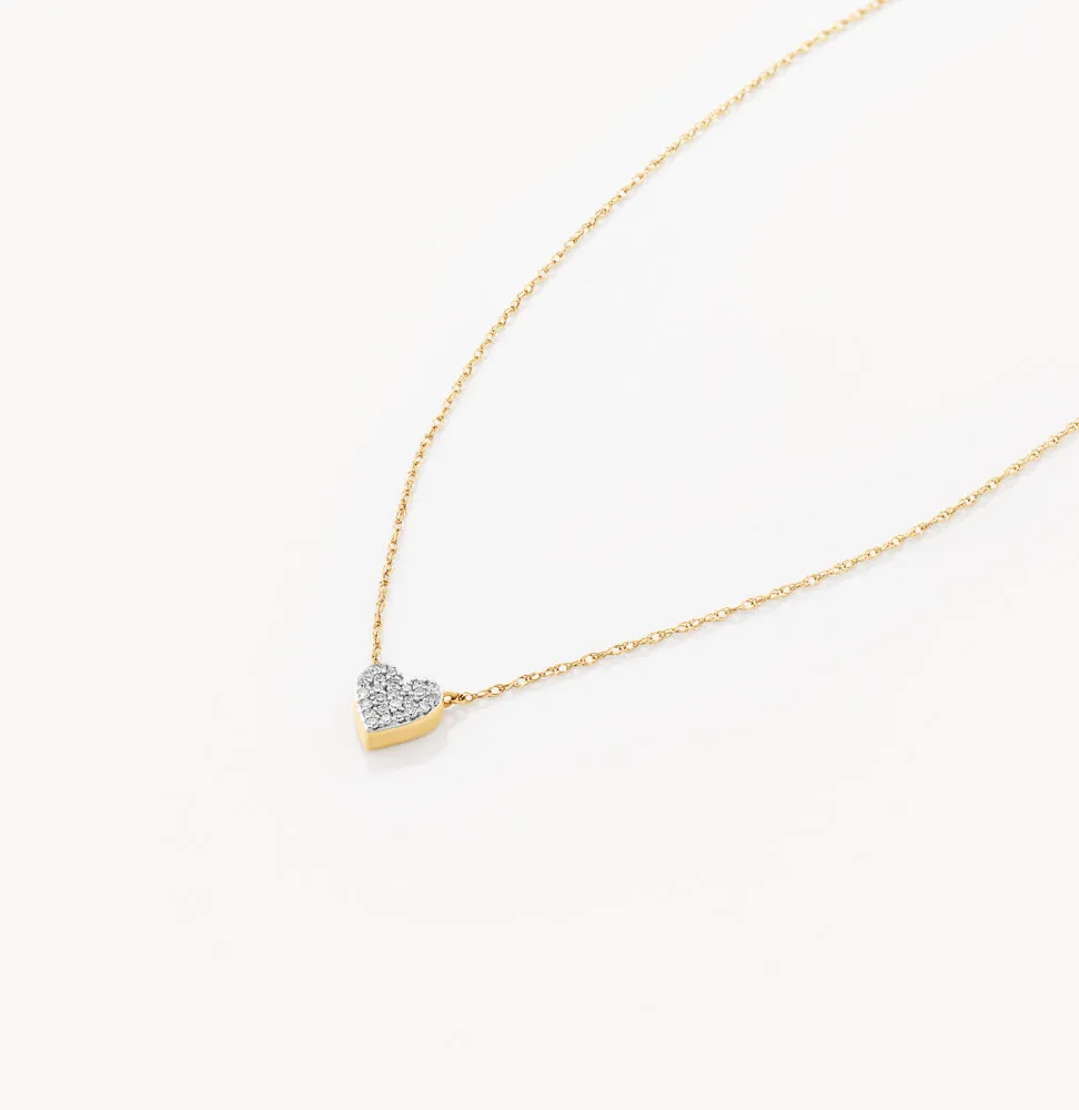 Diamond Pave Heart Necklace in 10k Gold
