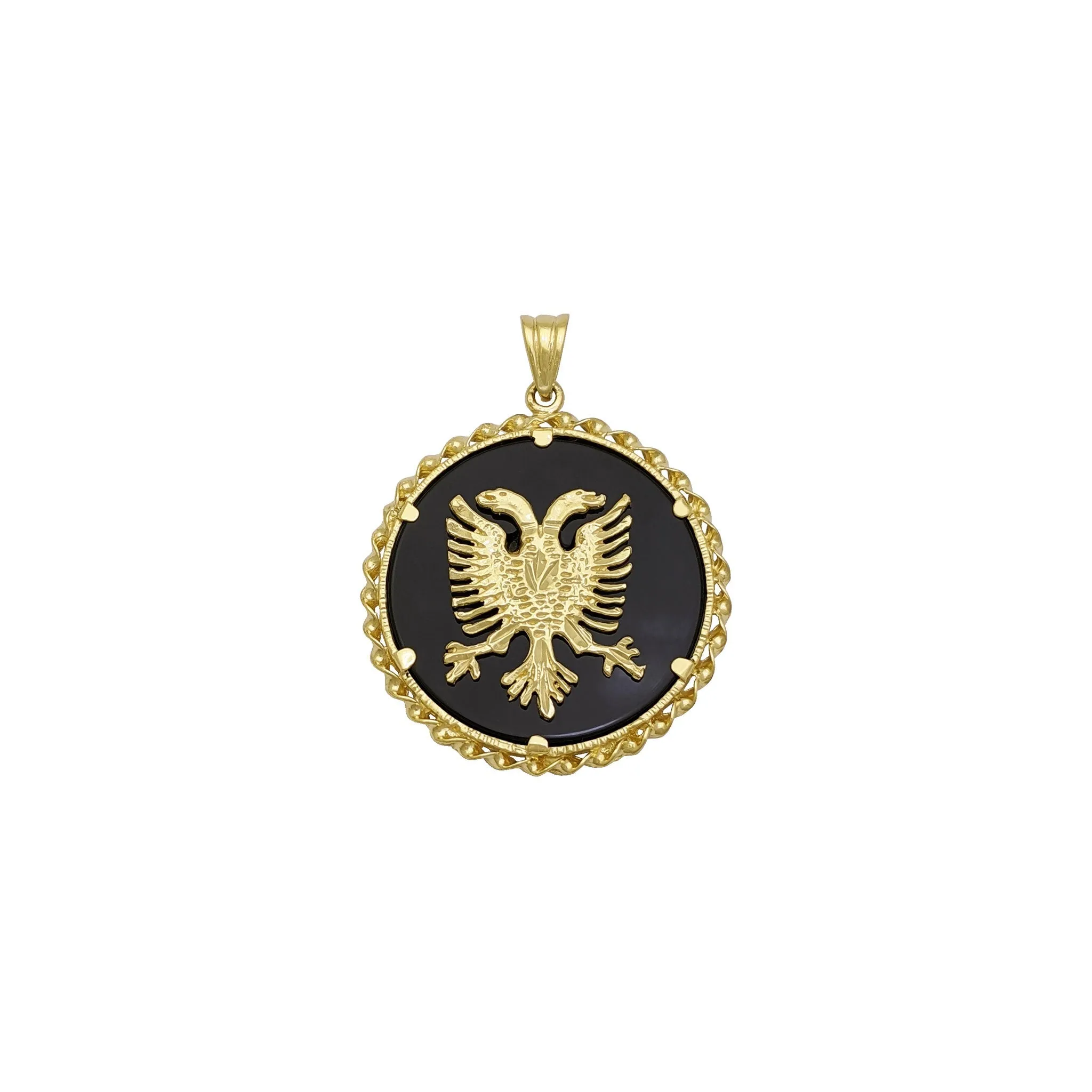 Double-Headed Eagle Onyx Pendant (14K)