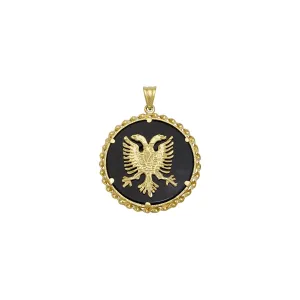 Double-Headed Eagle Onyx Pendant (14K)