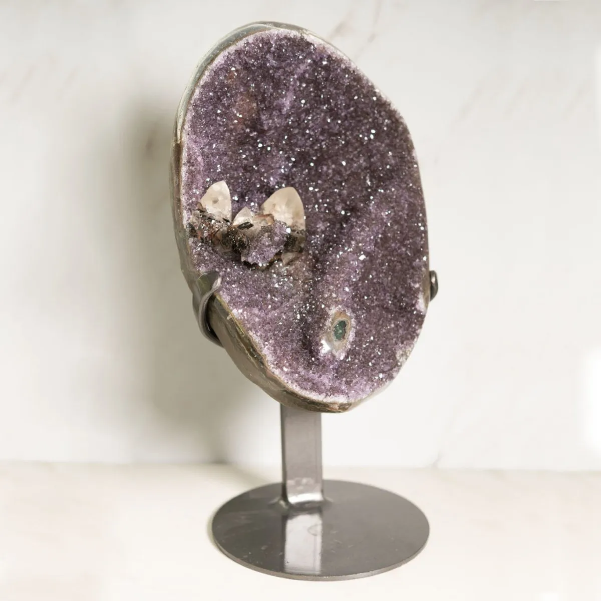 Drusy Amethyst on Metal Stand