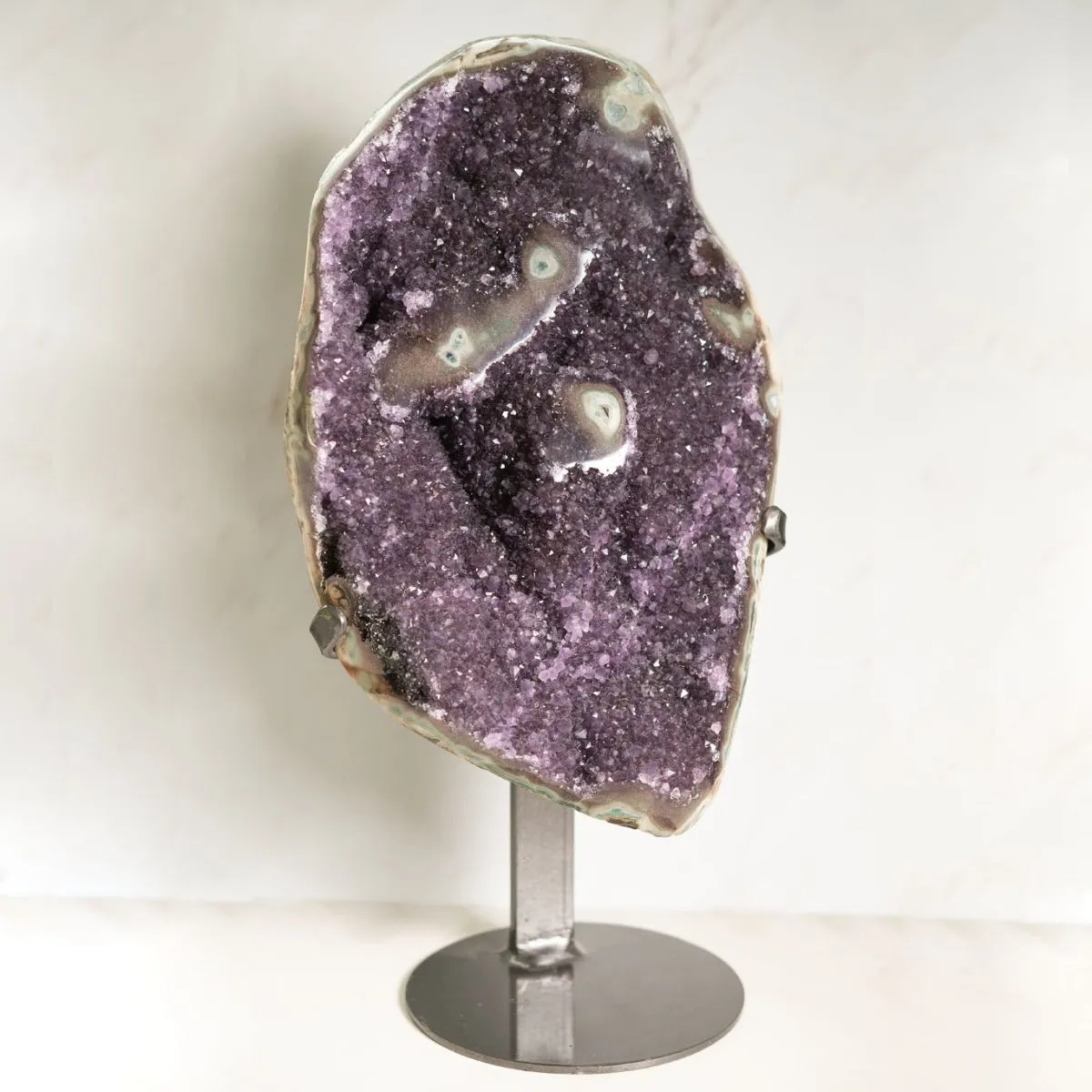 Drusy Amethyst on Metal Stand