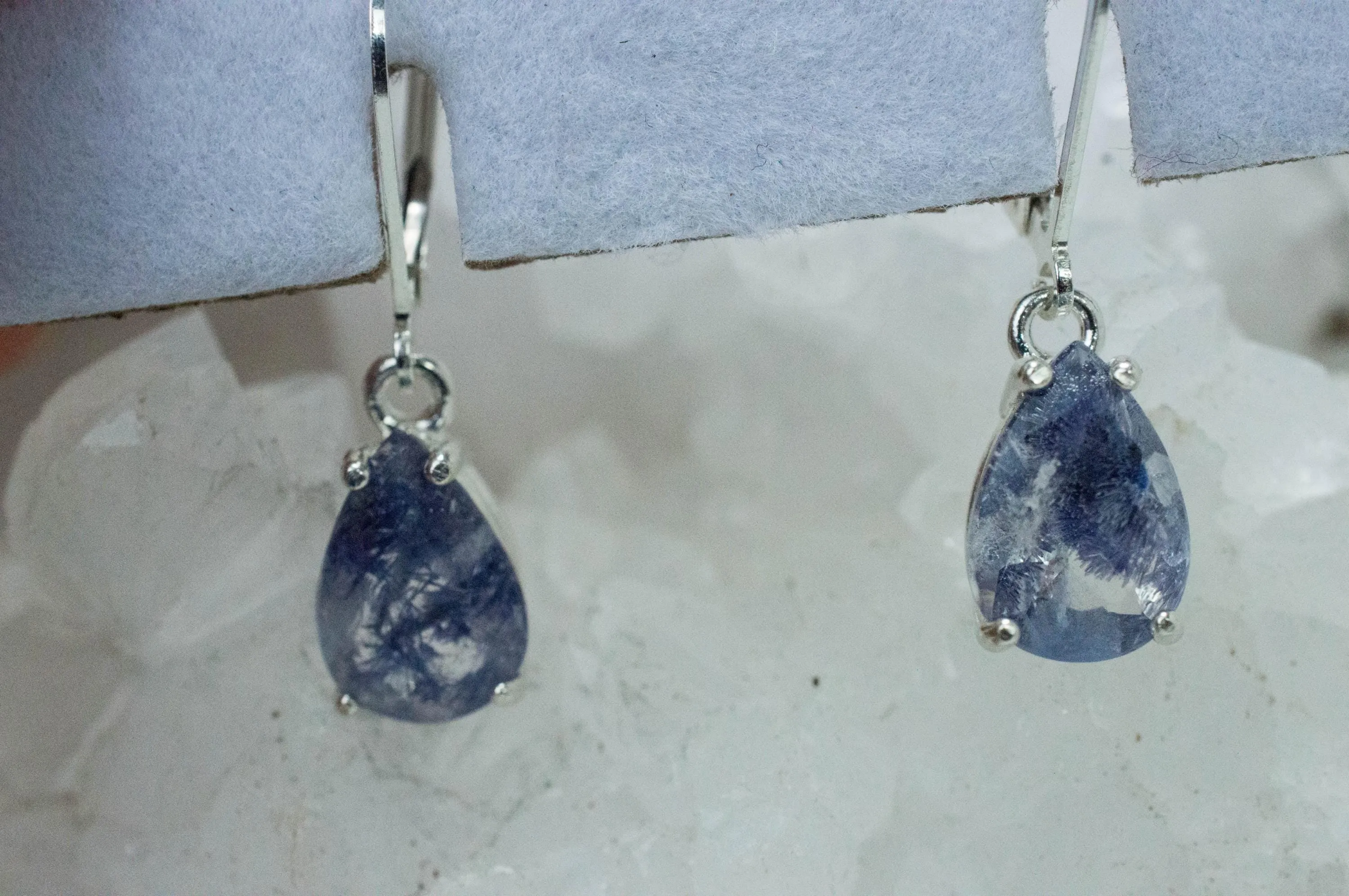 Dumortierite Quartz Earrings; Natural Untreated Brazil Dumortierite; 3.760cts