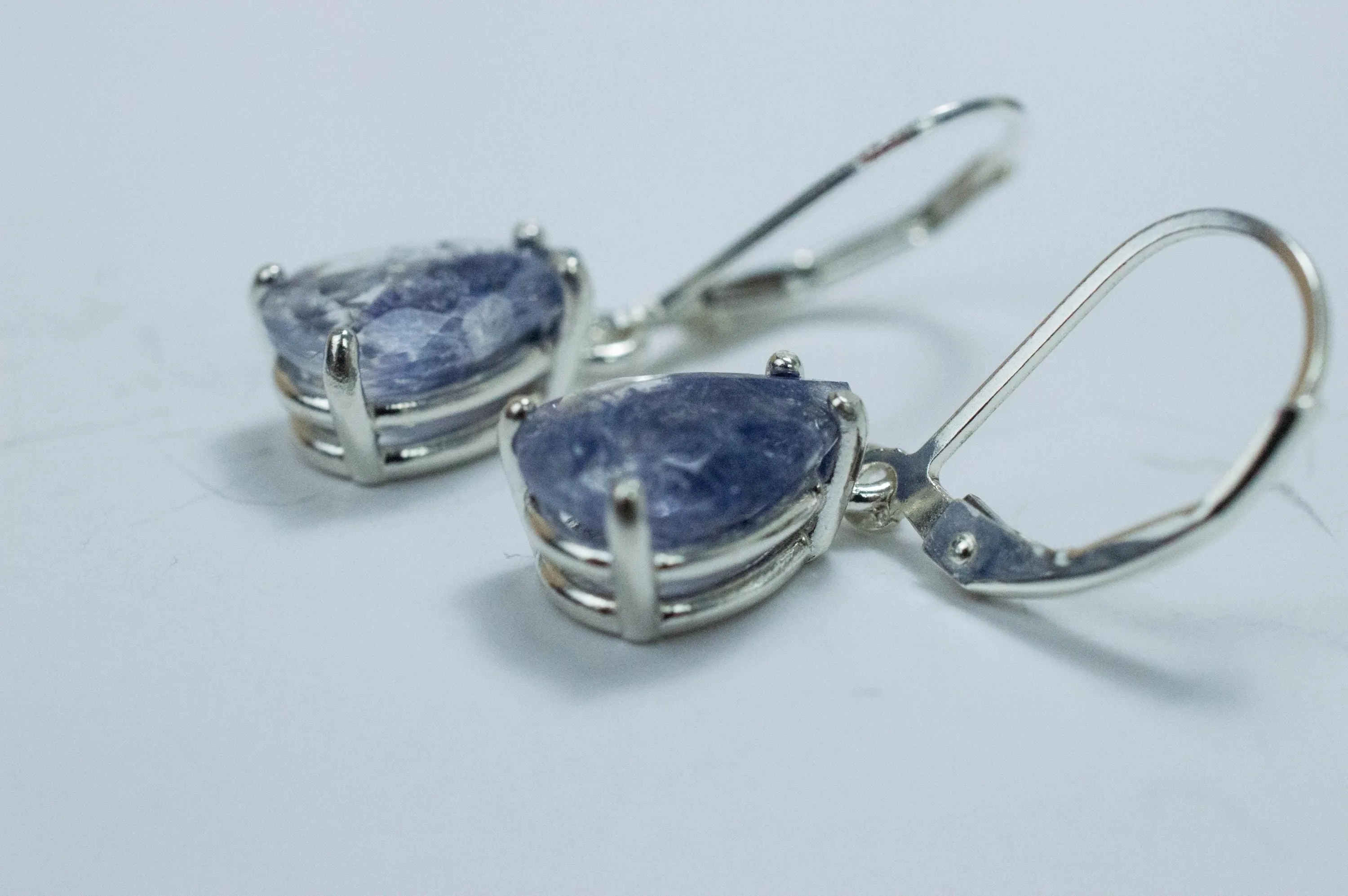 Dumortierite Quartz Earrings; Natural Untreated Brazil Dumortierite; 3.760cts