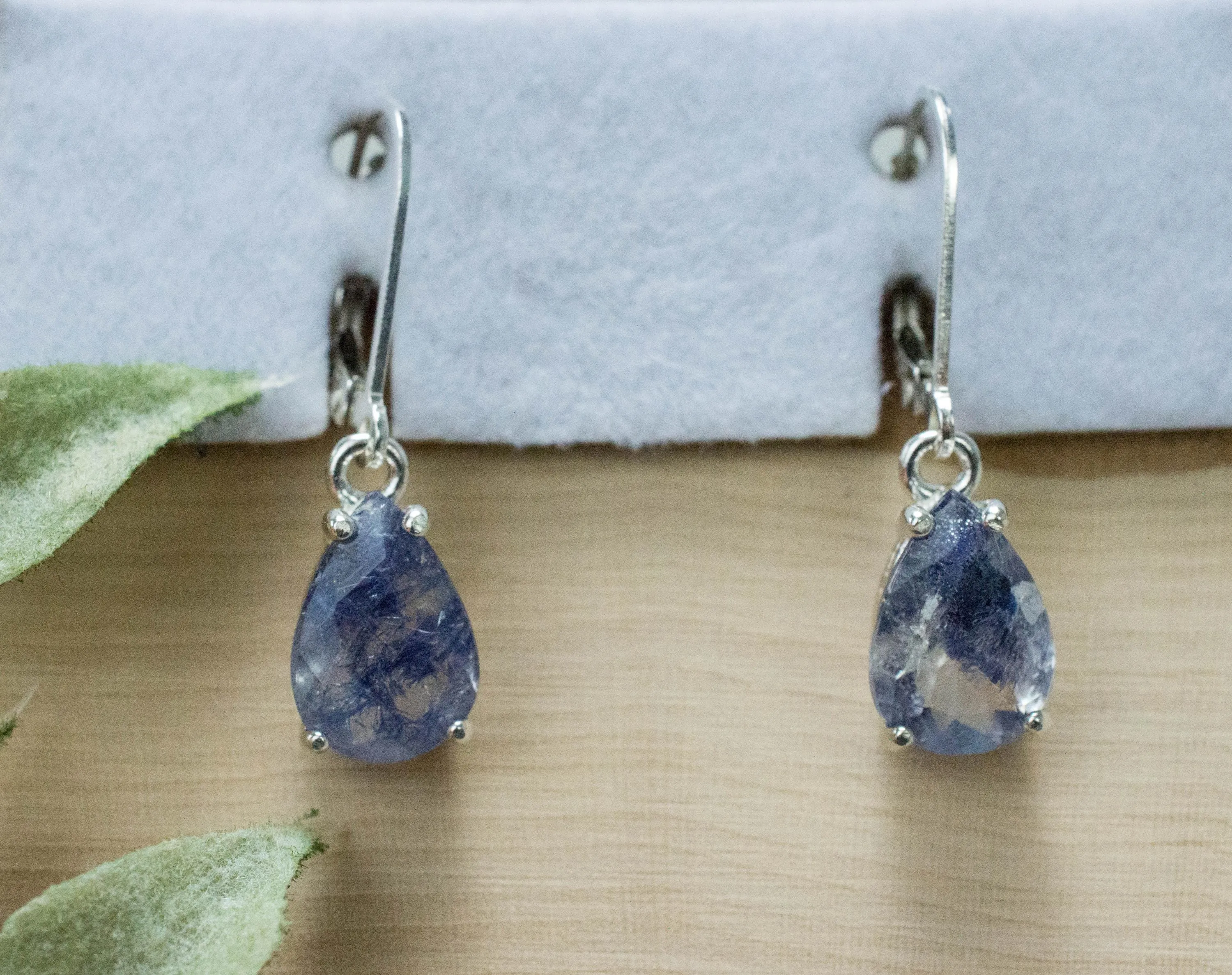 Dumortierite Quartz Earrings; Natural Untreated Brazil Dumortierite; 3.760cts