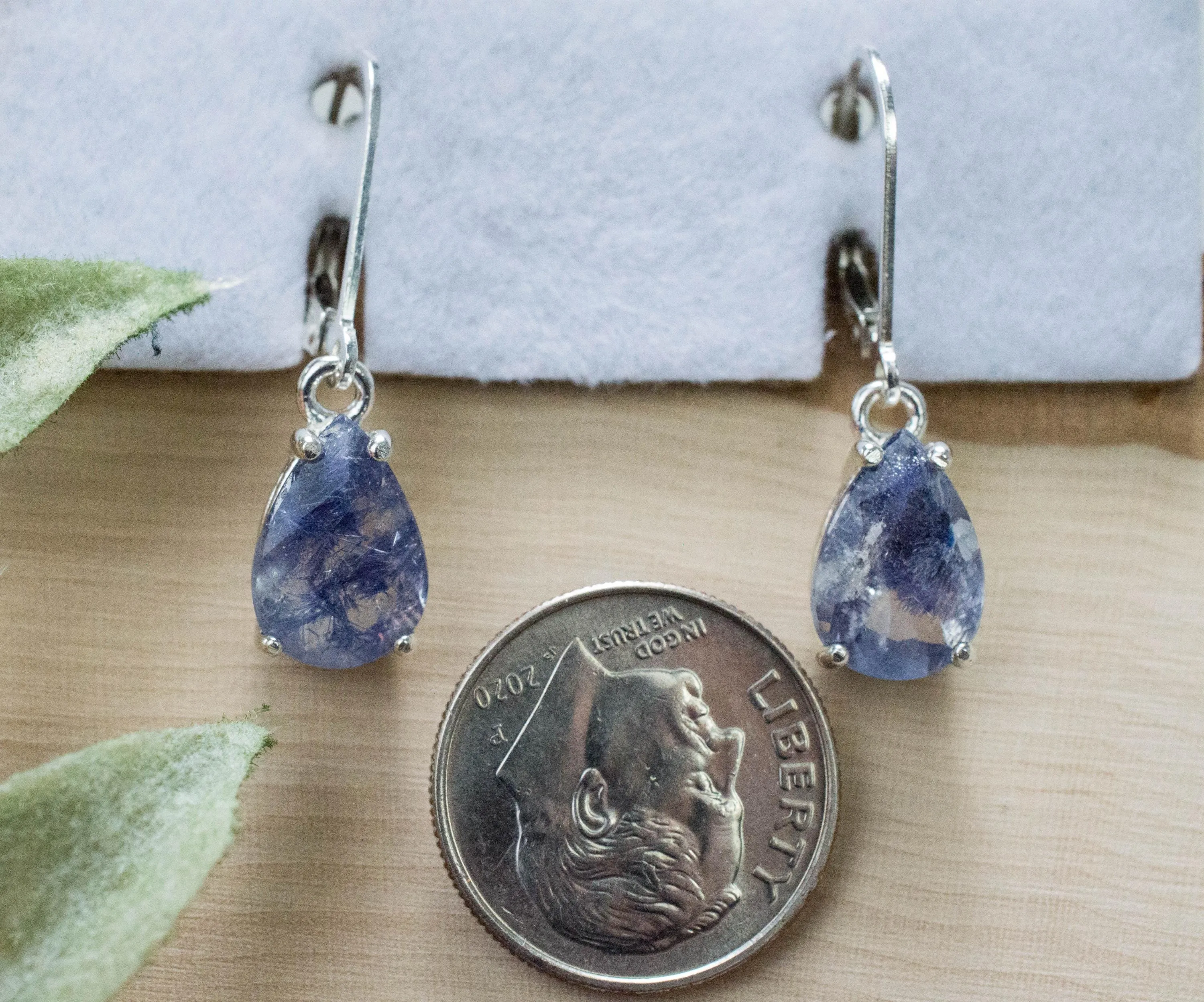 Dumortierite Quartz Earrings; Natural Untreated Brazil Dumortierite; 3.760cts