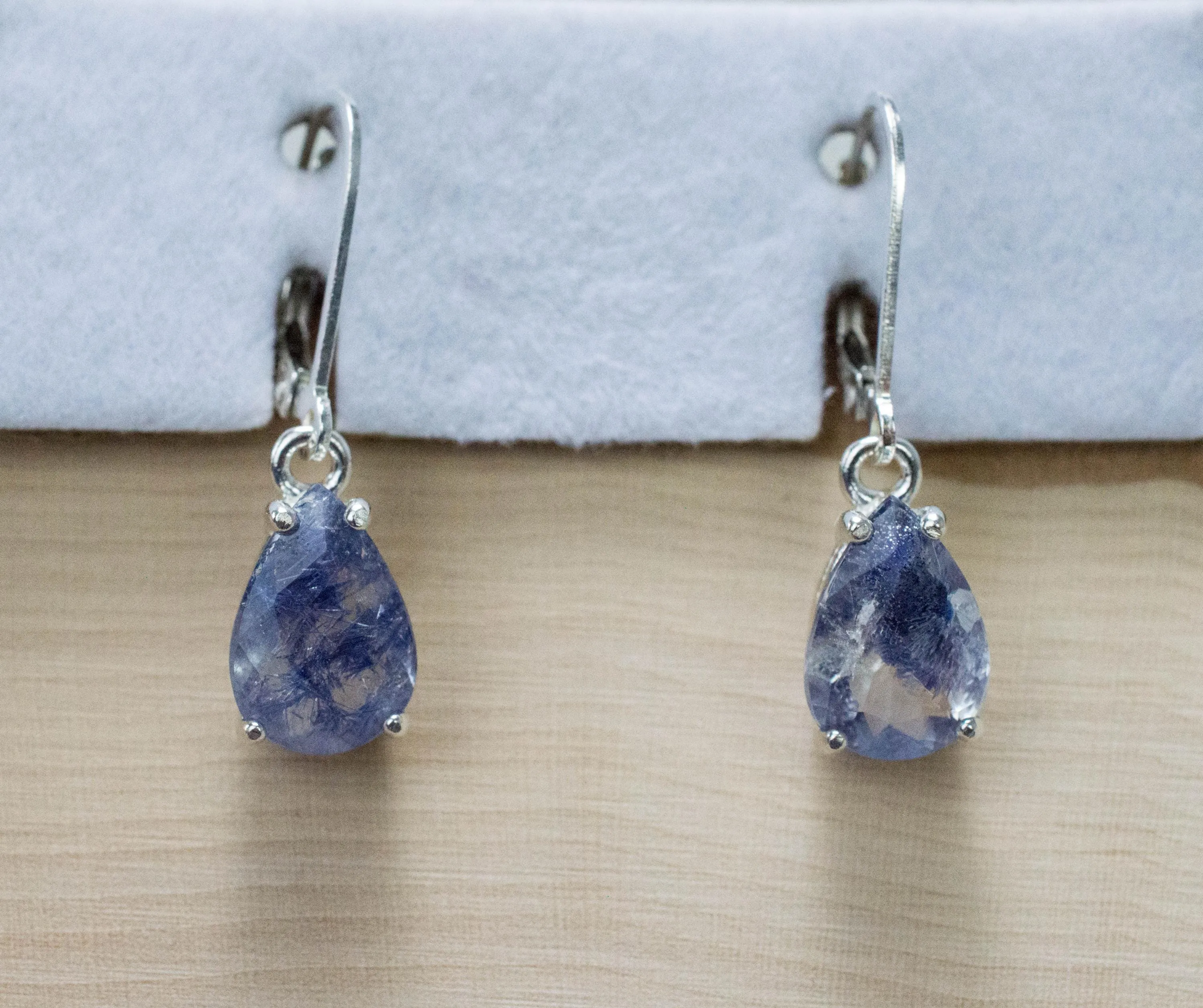 Dumortierite Quartz Earrings; Natural Untreated Brazil Dumortierite; 3.760cts