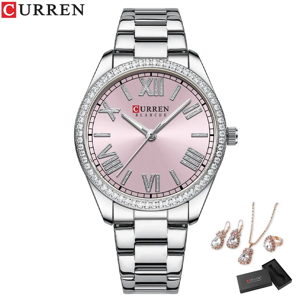 Elegance® Luxe Gift Set Luxury Watch Women Ring Necklace Earrings Rhinestone Fashion Wristwatch Female Casual Ladies Watches Bracelet 5PCS Set