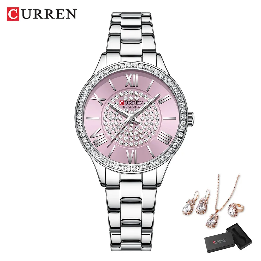 Elegance® Luxe Gift Set Luxury Watch Women Ring Necklace Earrings Rhinestone Fashion Wristwatch Female Casual Ladies Watches Bracelet 5PCS Set
