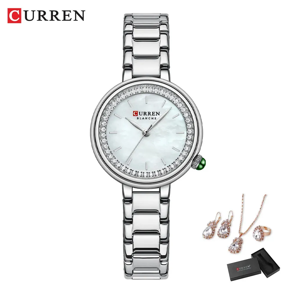 Elegance® Luxe Gift Set Luxury Watch Women Ring Necklace Earrings Rhinestone Fashion Wristwatch Female Casual Ladies Watches Bracelet 5PCS Set